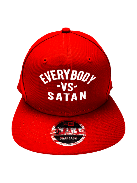 Everybody -Vs- Satan  New Era Embroidered  Red & White  Flat Bill Snapback Cap