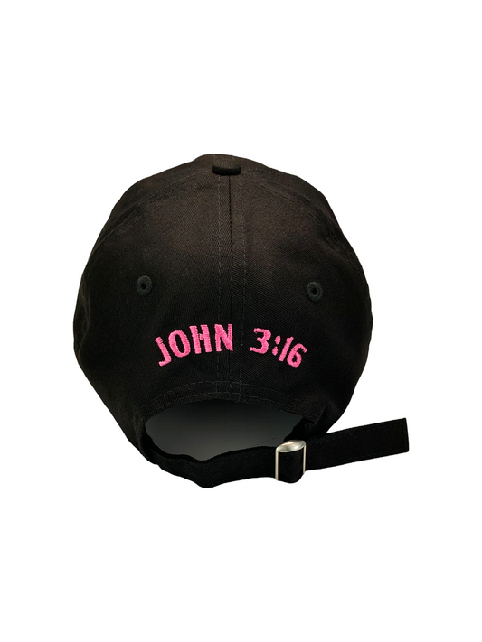 John 3:16 New Era Embroidered  Black & Pink Unstructured Cap