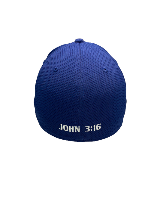 John 3:16 New Era Embroidered Royal Blue & White  Stretch Fit Cap