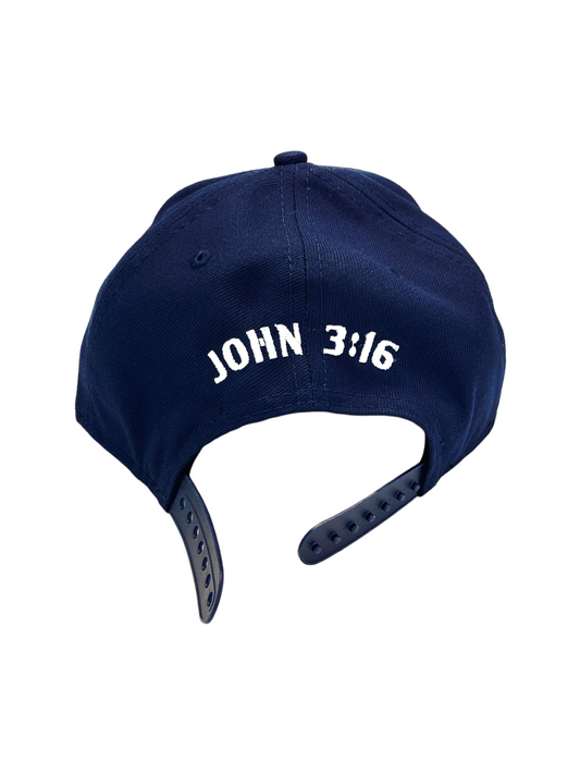 John 3:16 New Era Embroidered Navy & White  Flat Bill Snapback Cap