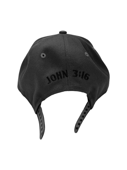 John 3:16 New Era Embroidered Grey & Black  Flat Bill Snapback Cap