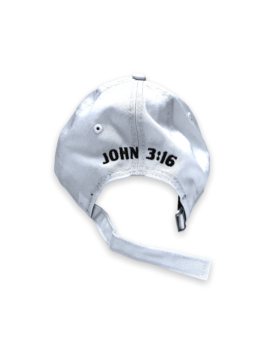 John 3:16 New Era Embroidered  White & Black Unstructured Cap