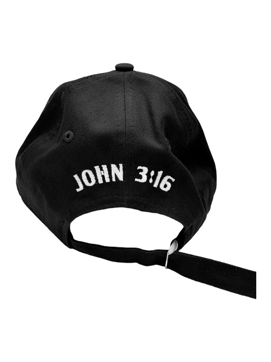 John 3:16 New Era Embroidered Black & White Unstructured Cap