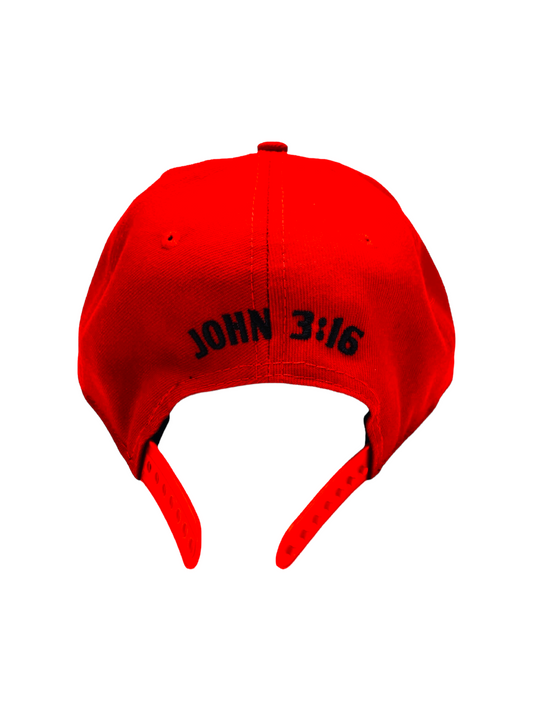 John 3:16 New Era Embroidered Red & Black  Flat Bill Snapback Cap