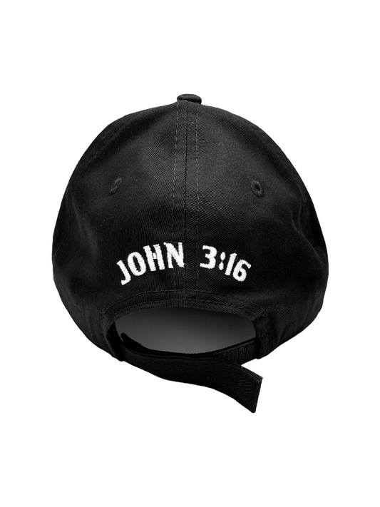 John 3:16 New Era Embroidered Black & White Structured  Cap