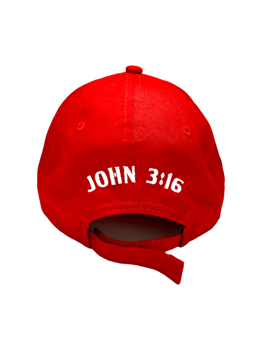 John 3:16 New Era Embroidered Red & White Structured Cap