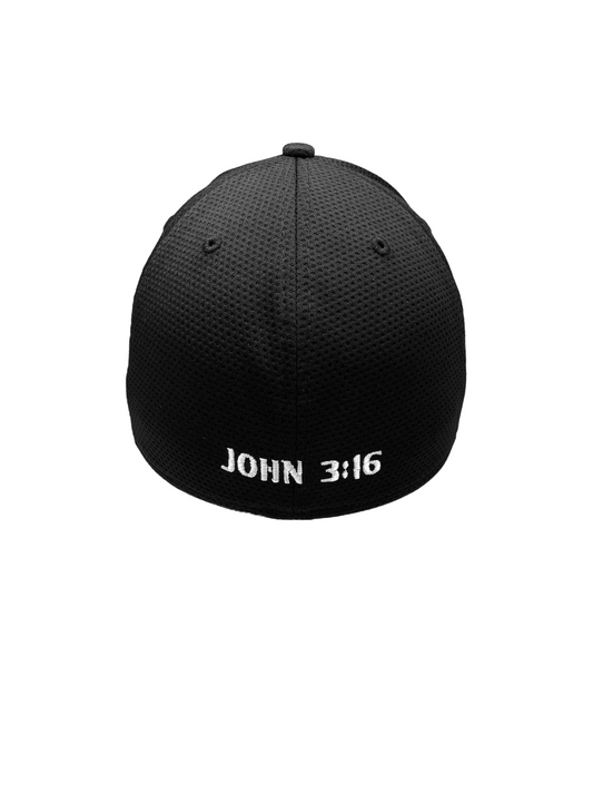 John 3:16 New Era Embroidered Black & White  Stretch Fit Cap