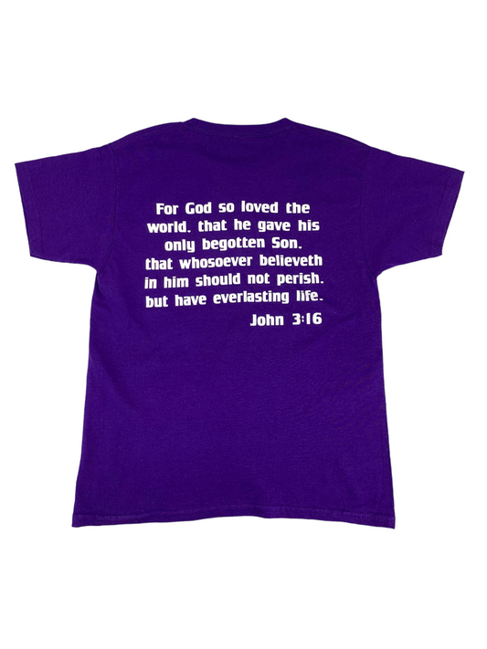 John 3:16 Youth Tee (Purple & White)
