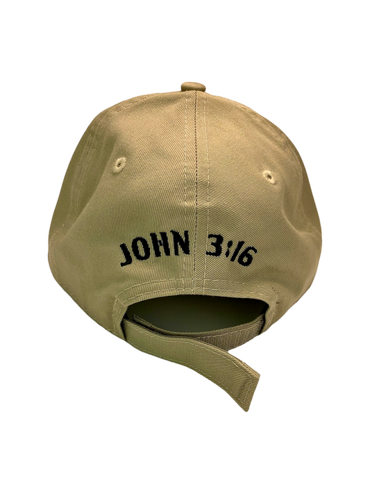 John 3:16 New Era  Embroidered Khaki & Black Structured Cap