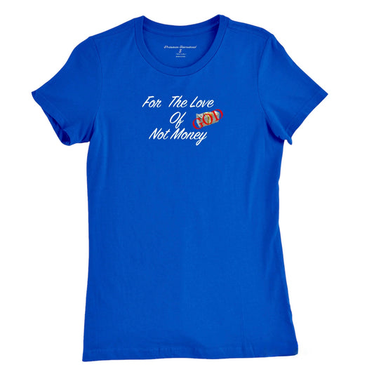 For The Love Of God Women's Royal Blue & White Slim-fit T- Shirt