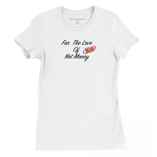 For The Love Of God Womens White & Black Slim-fit T-Shirt