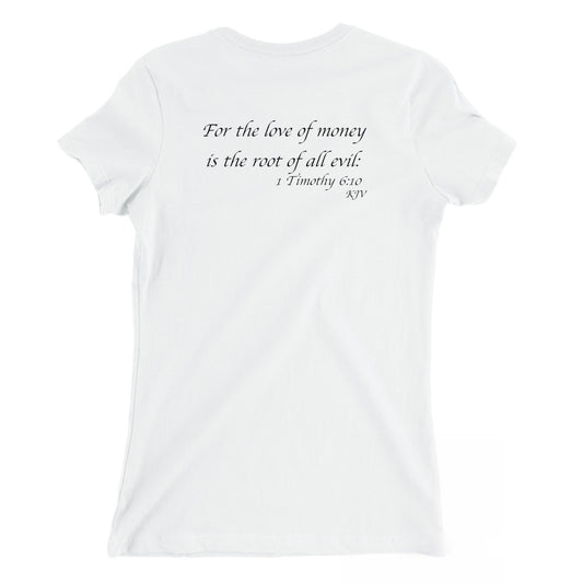For The Love Of God Womens White & Black Slim-fit T-Shirt