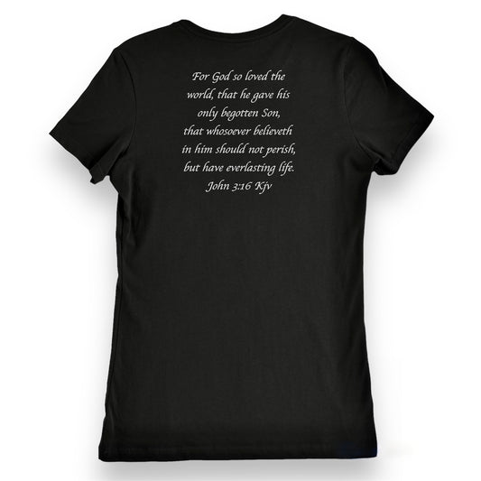 John 3:16 Women's Black & White Slim-fit T-Shirt