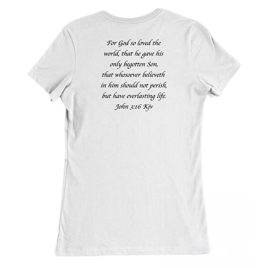John 3:16 Women's White & Black Slim-fit T-Shirt