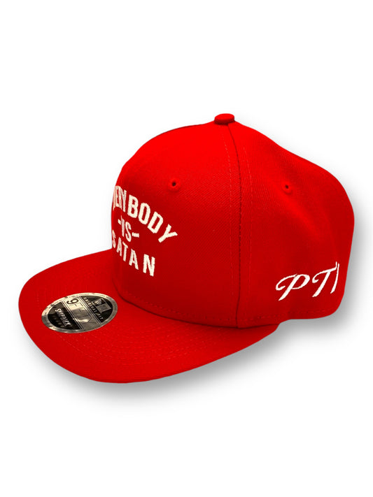 Everybody -Vs- Satan  New Era Embroidered  Red & White  Flat Bill Snapback Cap