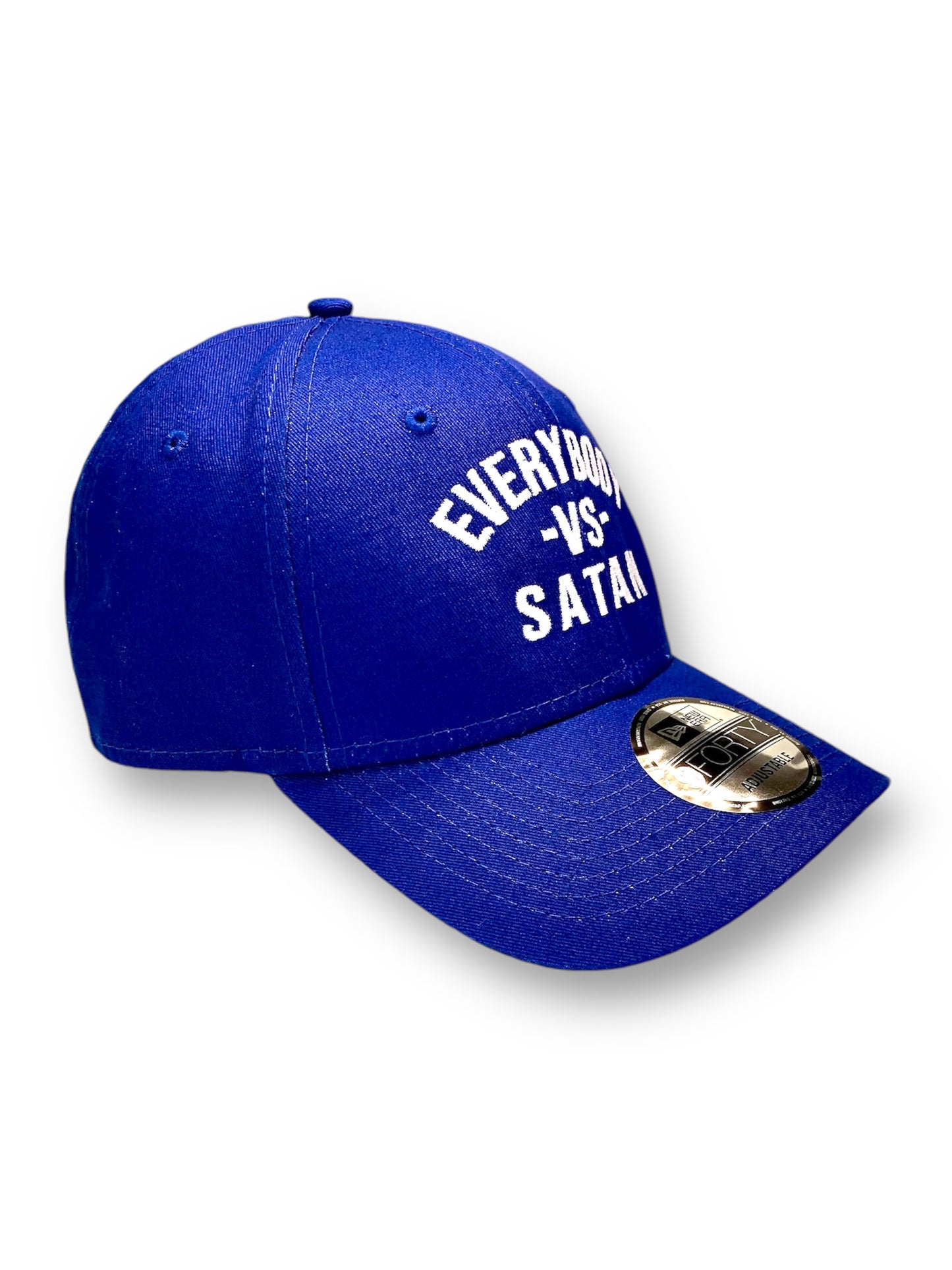 Everybody -Vs- Satan  New Era Royal Blue & White Structured Cap
