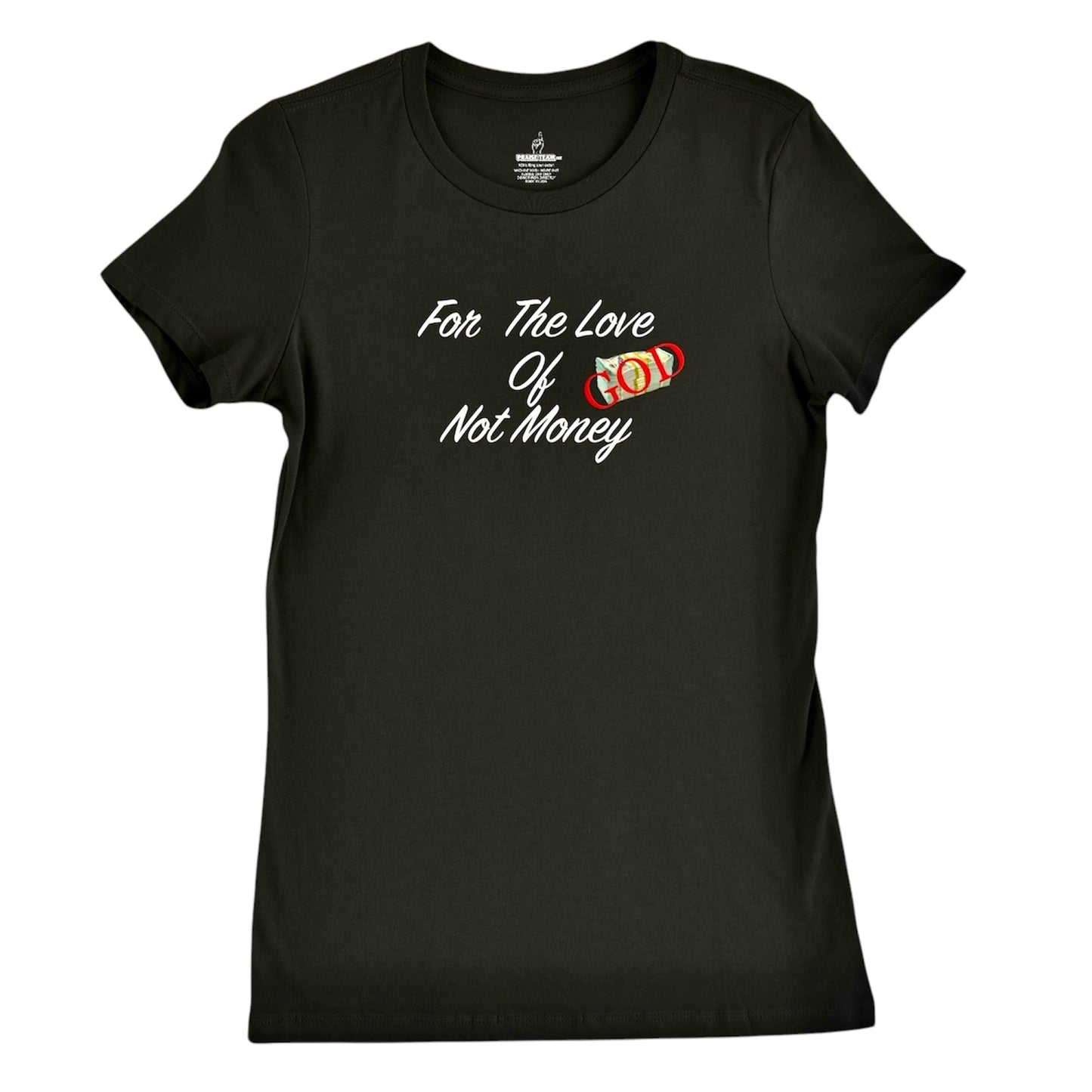 For The Love Of God  Womens Black & White Slim-fit T Shirt