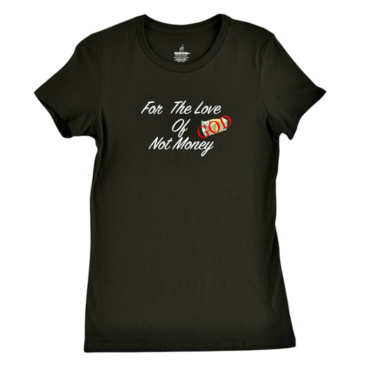 For The Love Of God  Womens Black & White Slim-fit T Shirt