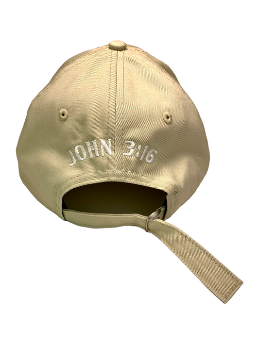 John 3:16 New Era Embroidered Stone & White Unstructured  Cap