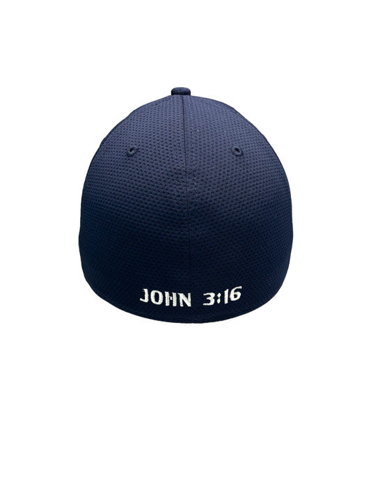John 3:16 New Era Embroidered Navy & White  Stretch Fit Cap